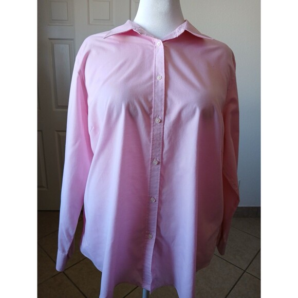 Chaps Womens Blouse Pink Classic Button Up Long Sleeve 2X No Iron 100% Cotton - Picture 1 of 15